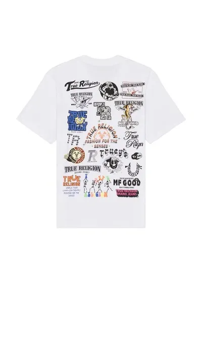 True Religion Multi Graphic Tee In Optic White