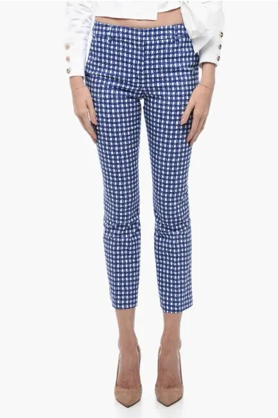 True Royal Stretch Cotton Chinos Pants With Check Motif