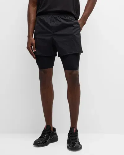 True Tribe Men's Layered Running Shorts In Black