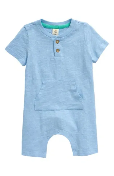 Tucker + Tate Babies' Henley Pocket Romper In Blue Placid