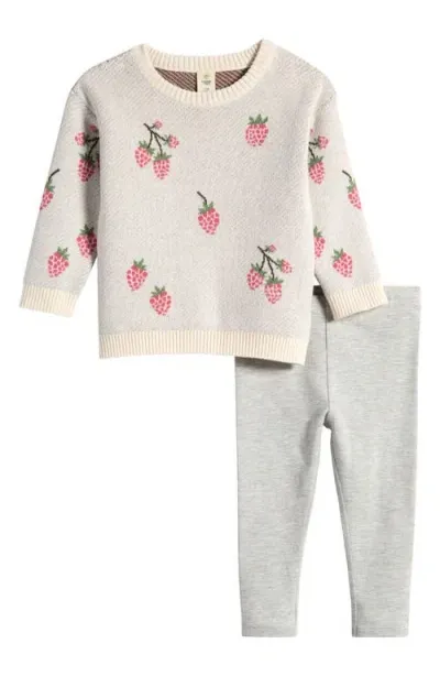 Tucker + Tate Babies'  Jacquard Sweater & Pants Set In Ivory Berry Harvest- Grey