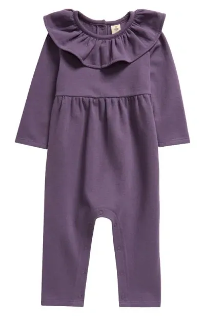 Tucker + Tate Babies'  Ruffle Neck Romper In Purple Montana