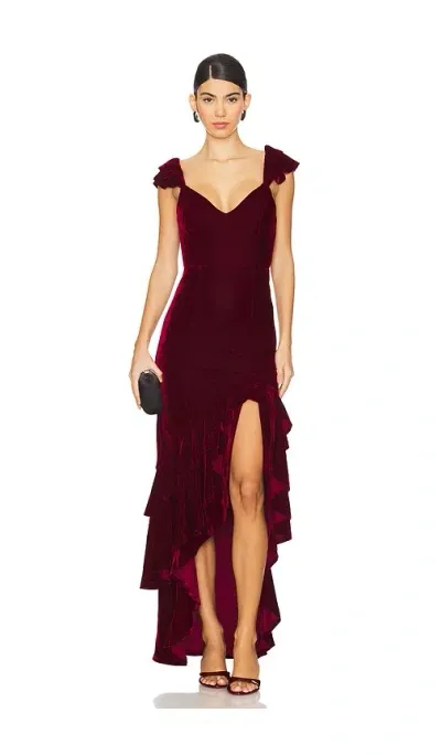 Tularosa Camille Velvet Gown In Red