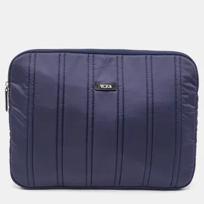 Pre-owned Tumi Navy Blue Stripe Nylon Laptop Sleeve