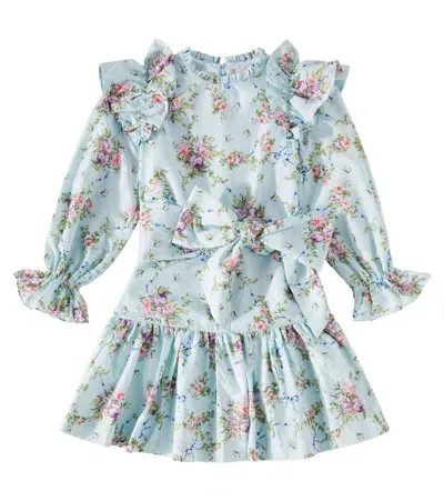 Tutu Du Monde Kids' Belle Fleur Ruffled Floral Dress In Blue