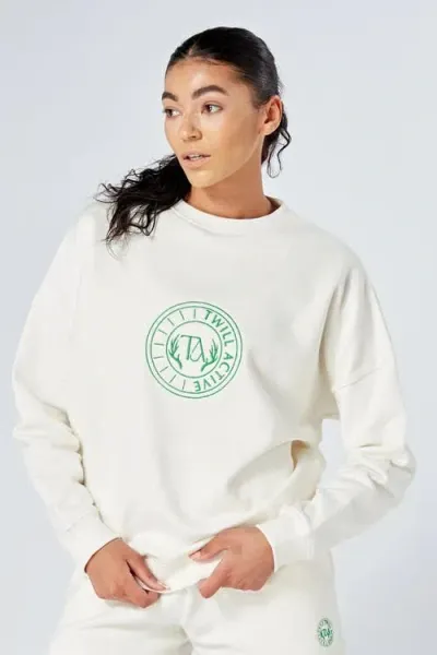 Twill Active Essentials Oversized Crewneck Sweatshirt In White