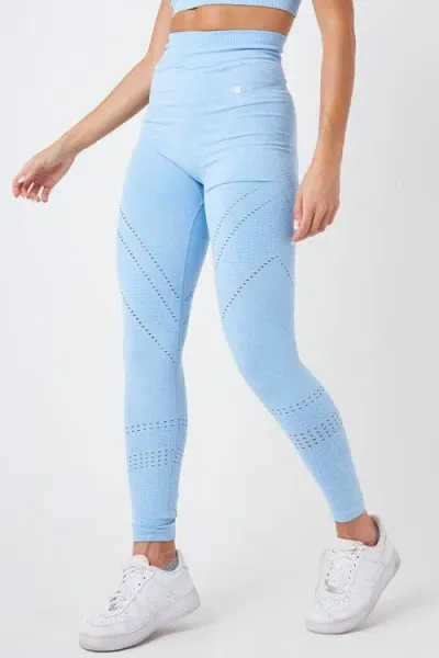 Twill Active Women's Seamless Marl Laser Cut Leggings In Blue Marl