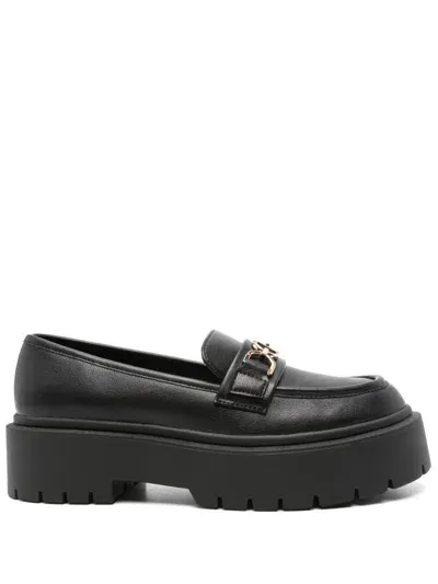 Twinset 45mm Logo-buckle Leather Loafers In Black