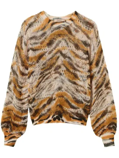 Twinset Animal Print Jumper In Brown