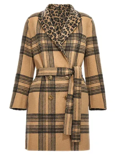 Twinset Animalier Coat In Beige