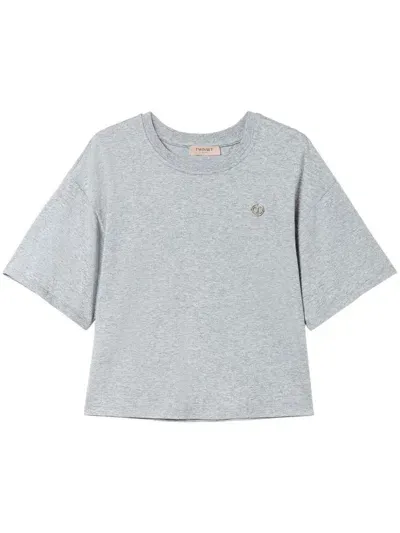 Twinset Appliqué-logo T-shirt In Grey