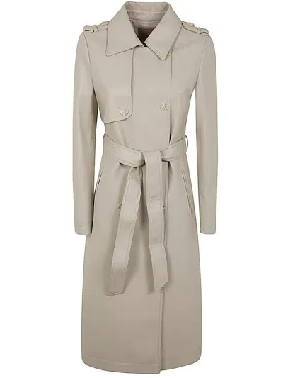 Twinset Belt Long Coated Trench Coat In White