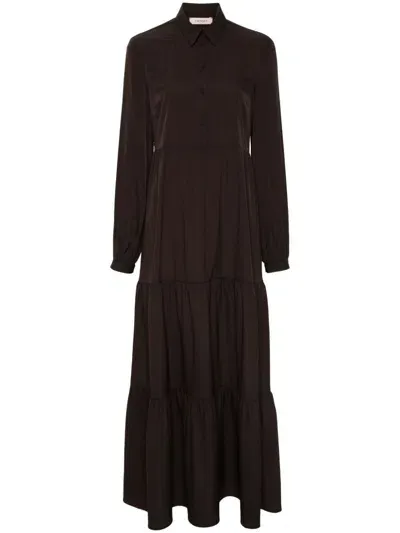 Twinset Belted Maxi Dress In Brown