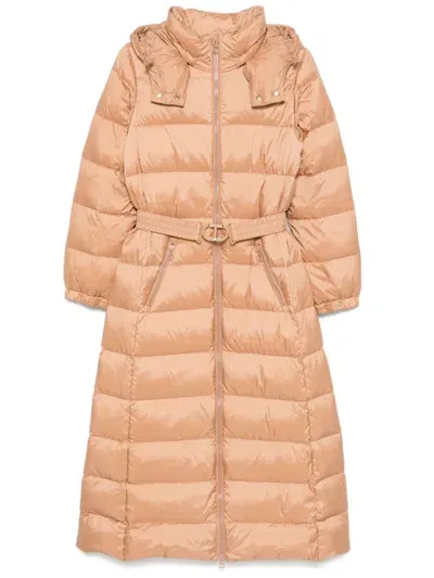 Twinset Belted Parka In Champagne