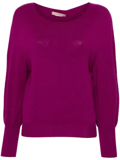 Twinset Boat Neck Top In Pink