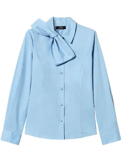 Twinset Bow-at-the-neck Shirt In Blue