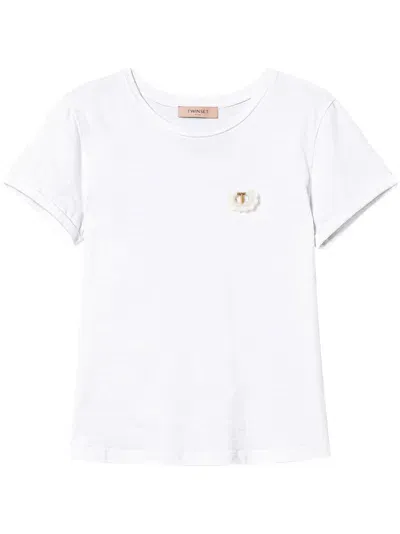 Twinset Brooch-detail T-shirt In White