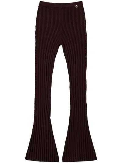 Twinset Cable Knit Flared Trousers In Red