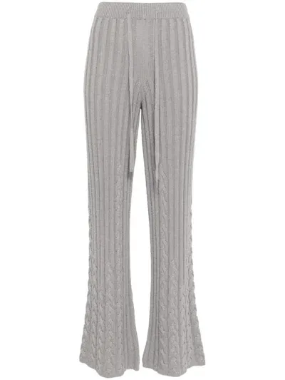 Twinset Cable-knit Flared Trousers In Grey