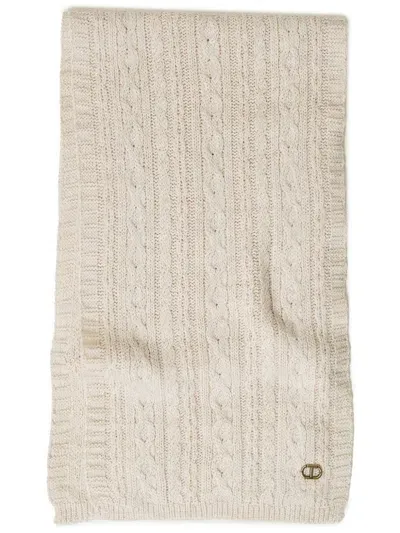 Twinset Cable-knit Scarf In Neutrals