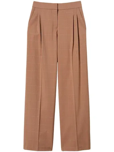 Twinset Check Pattern Palazzo Trousers In Neutrals