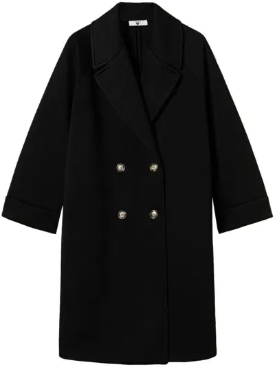 Twinset Double-breasted Coat In Black