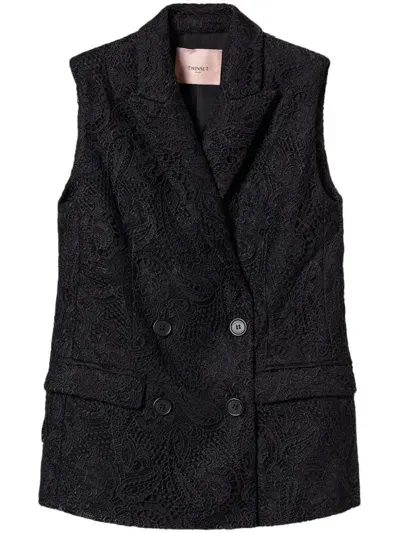 Twinset Double-breasted Waistcoat In Black