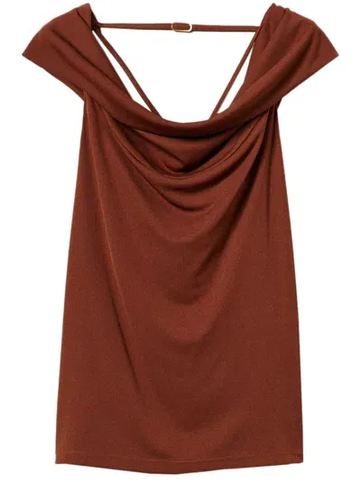 Twinset Draped-neck Top In Brown