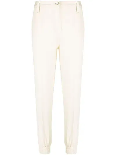 Twinset Elasticated-cuff Cropped Trousers In Neutrals