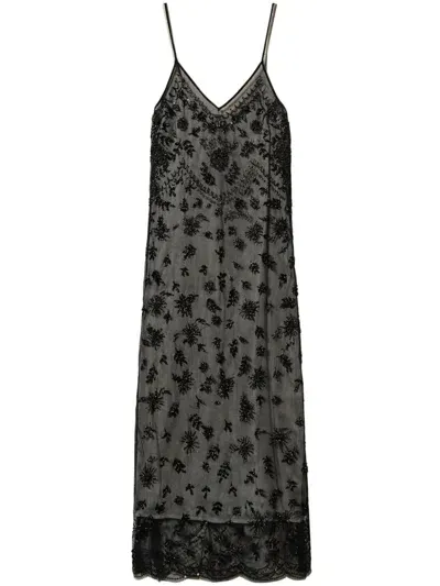 Twinset Embroidered-design Midi Dress In 00006_nero