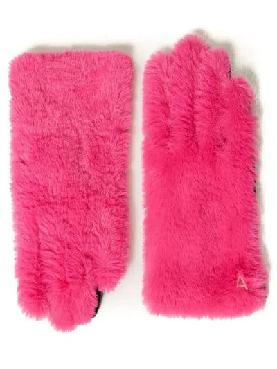 Twinset Faux-fur Gloves In Pink