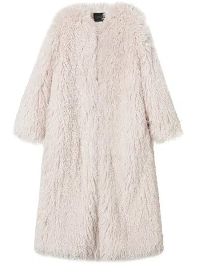 Twinset Faux-fur Long Coat In Neutrals