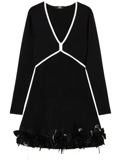 Twinset Feather-detailing Mini Dress In Black