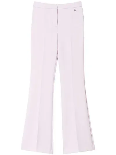 Twinset Flared Cady-texture Trousers In Pink