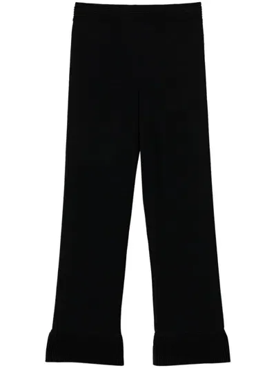 Twinset Flared Knitted Trousers In Black