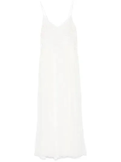 Twinset Floral-appliqué Maxi Dress In White