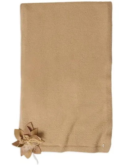 Twinset Floral-appliqué Scarf In Neutrals