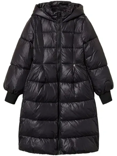 Twinset Hooded Padded Coat In Black