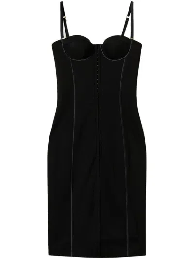 Twinset Hooked Bustier Midi Dress In Black