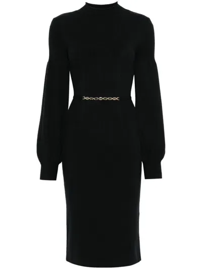 Twinset Knitted Midi Dress In Black