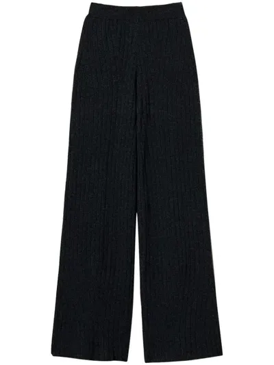 Twinset Knitted Palazzo Pants In Gray