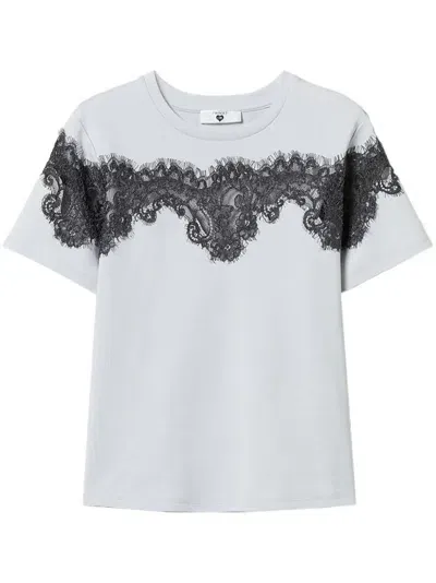 Twinset Lace-detailing T-shirt In Grey