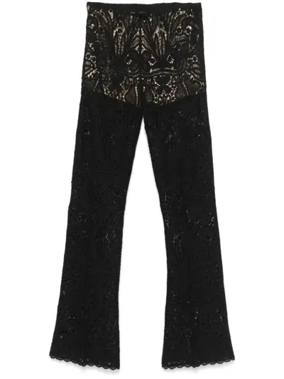 Twinset Lace-panel Trousers In Black