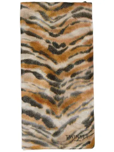 Twinset Leopard-print Scarf In 中性色