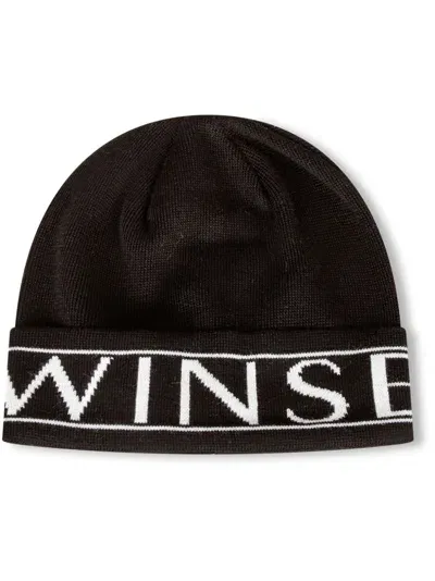 Twinset Logo-embroidered Beanie In Schwarz