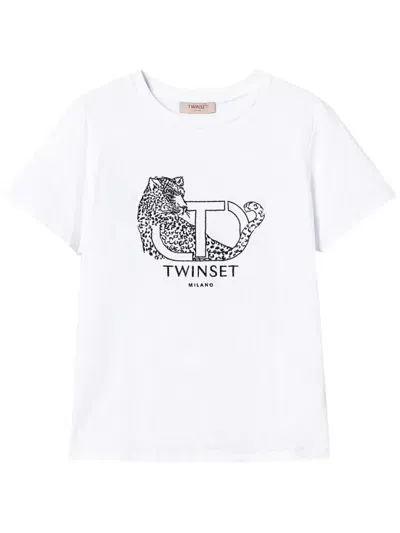 Twinset Logo-embroidered T-shirt In Weiss