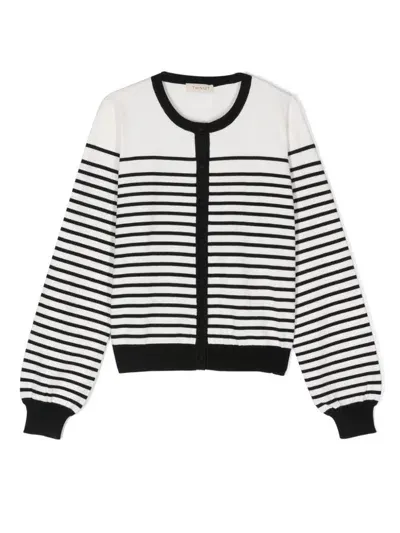 Twinset Kids' Logo-intarsia Cardigan In White