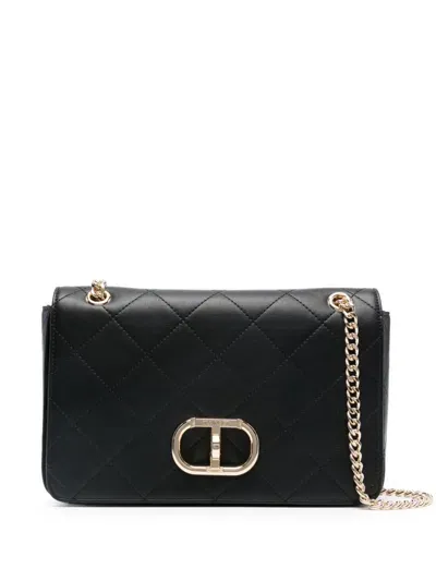 Twinset Logo-plaque Shoulder Bag In Black