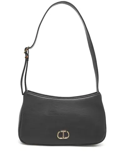 Twinset Logo-plaque Shoulder Bag In Black