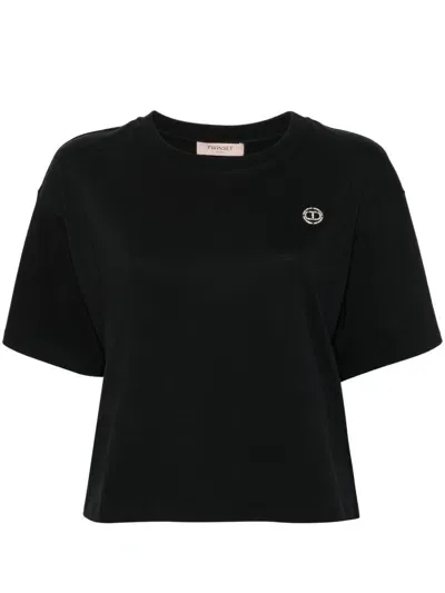 Twinset Logo-plaque T-shirt In Black